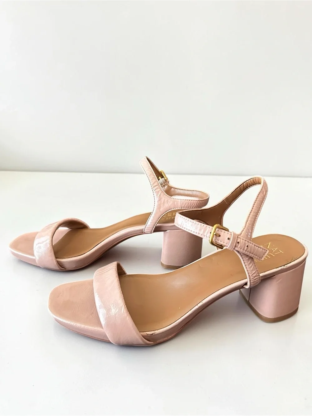 Naturalizer Izzy Leather Block Heel Sandals Blush Pink Women’s Size 9W